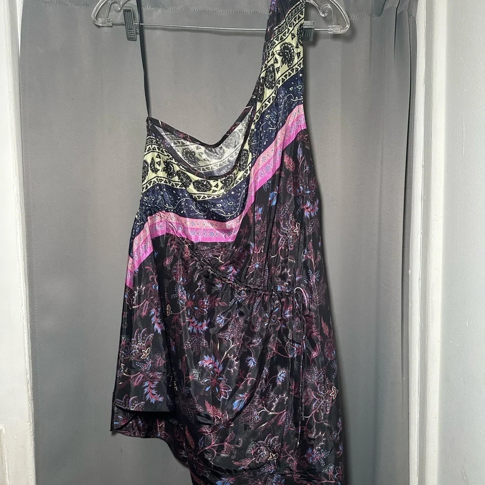 Free People Mira Ditzy Floral One Shoulder Celestial Tunic Top Size Large